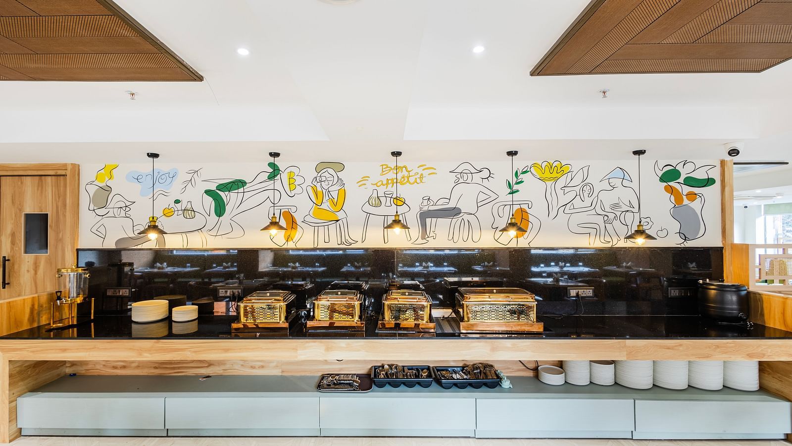 Lemonridge Hotels, KPHB | Buffet setup with various food warmers and displays. Ready for serving meals.